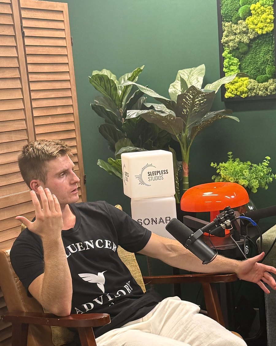 Dennis Ksendzov mid answer on the podcast set in Toronto